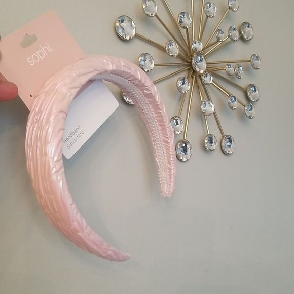 Sophi Pink Irredescent Ruched Puffy Headband NWT Elegant - Picture 1 of 4